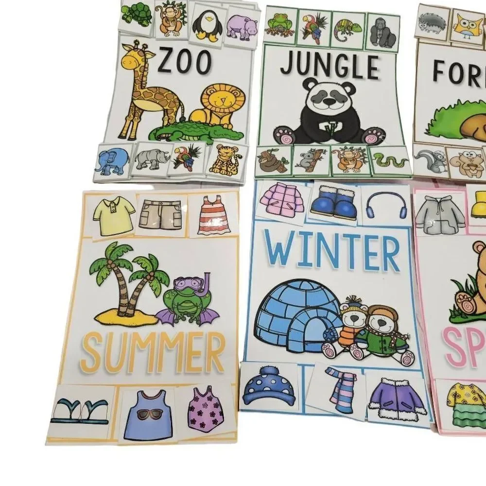 Homemade Matching Velcro cards, special needs teaching, seasons